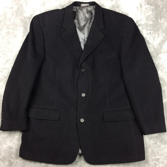 Sanford Bryant Other - Sanford Bryant Mens Blazer Angora Wool Sport Coat Solid Black Three Button 46R